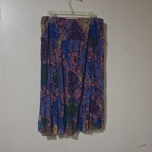 Multiples Purple and Blue A-Line Skirt